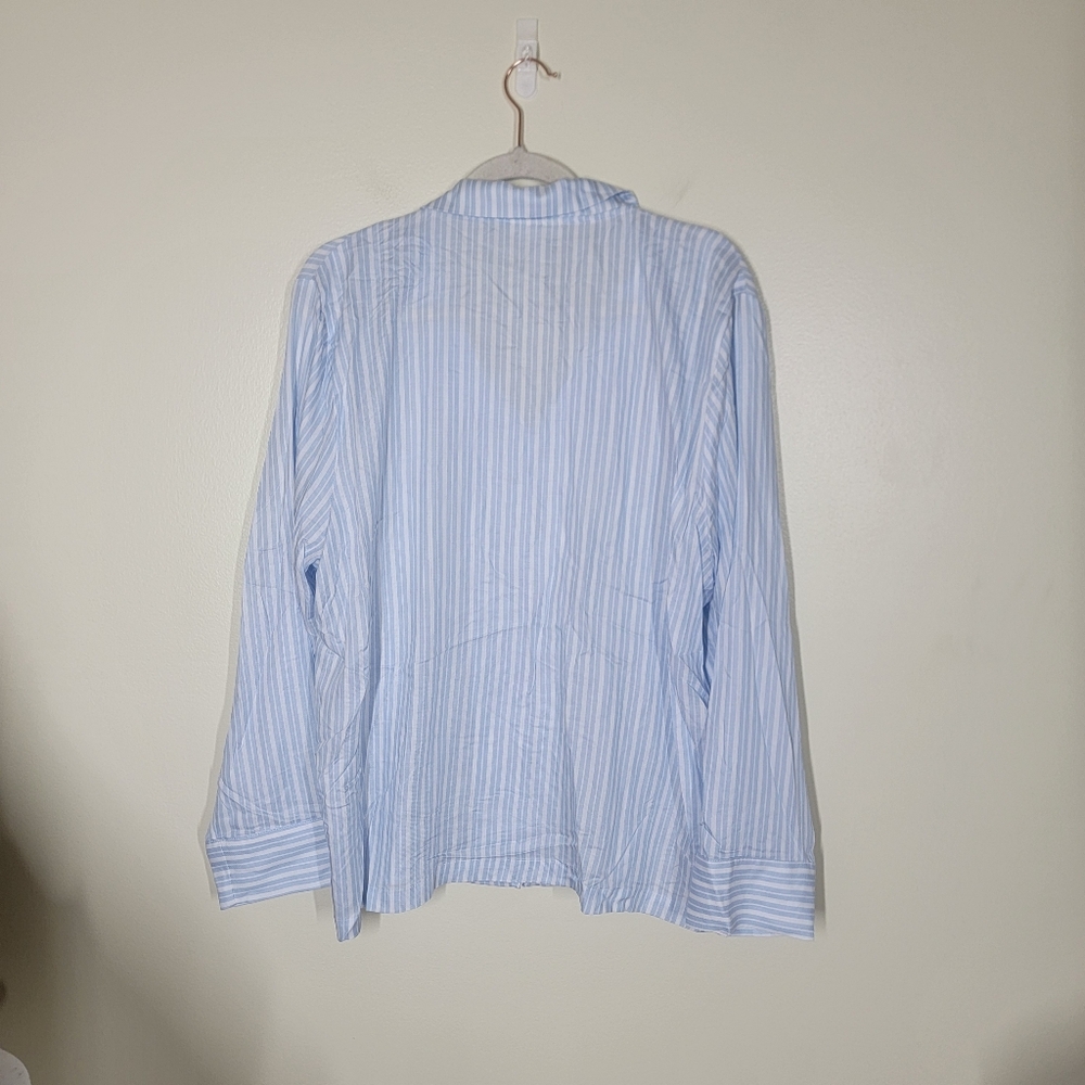 Cozy Earth Soft Woven Long Sleeved Pajama Set Blue And White Striped XL - Picture 6 of 9